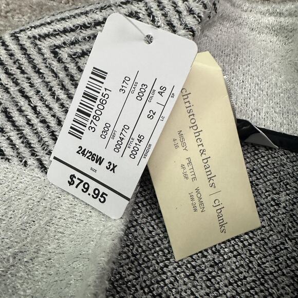 CJ Banks Jacket Womens 3X Black White Plaid Fuzzy Cozy Button - Picture 7 of 12